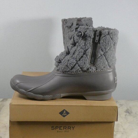 Sperry Women's Winter Boot, Grey/Coin Sherpa Top Duck Boot Bottom 8.5 - Picture 4 of 10